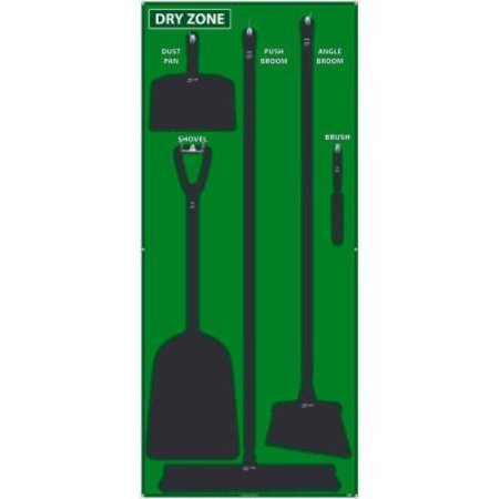 NMC National Marker Dry Zone Shadow Board, Green/Black, 68 X 30, ACP, Aluminum Composite Panel - SB136ACP